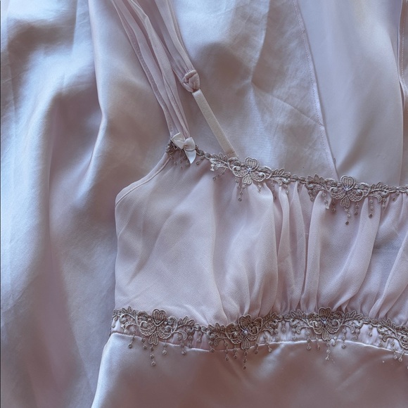 Vintage Y2K Princess Slip Dress Long Maxi Gown Blush Pink Renaissance Girly 90 L - Picture 7 of 17